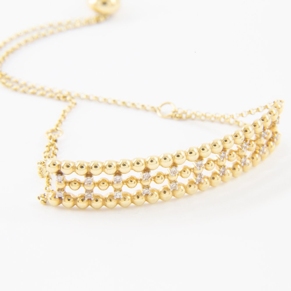 Pulseira Chambala Bolinhas Diamantes 