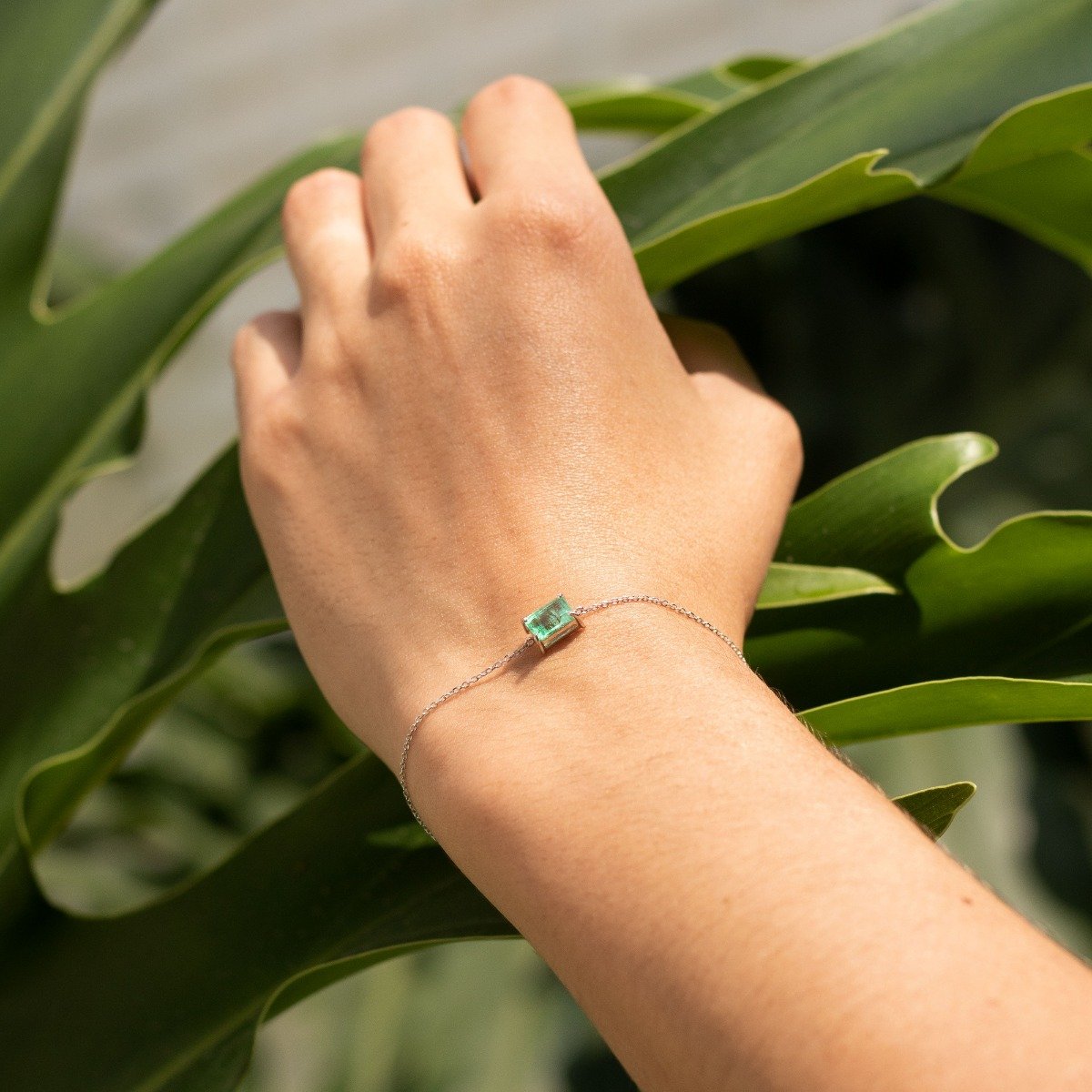 Pulseira Esmeralda Retangular
