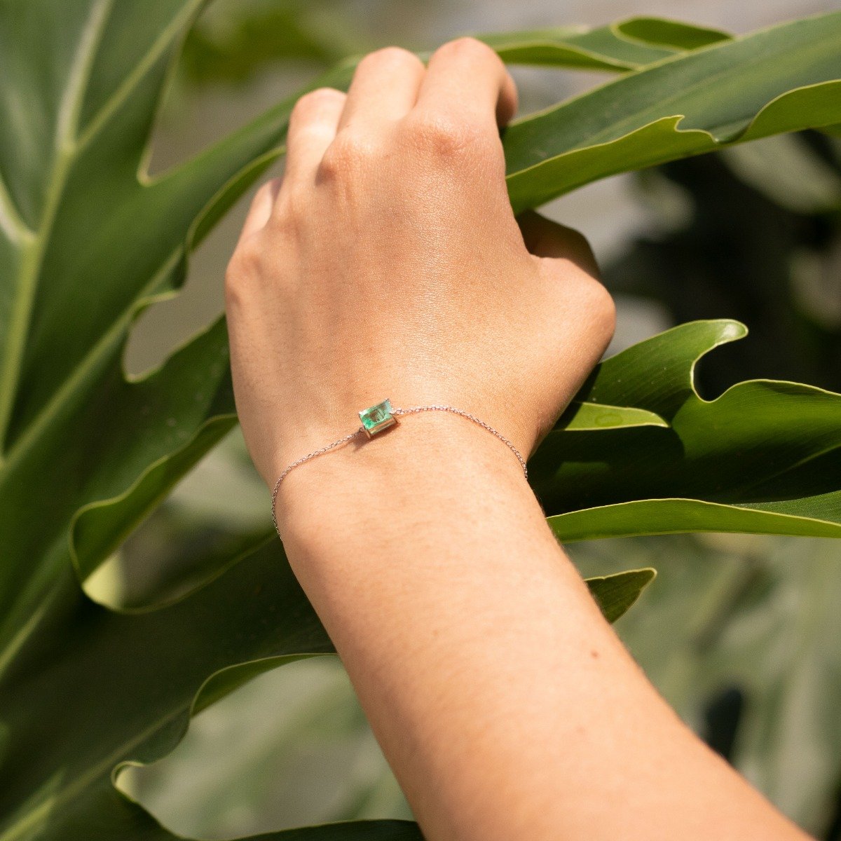 Pulseira Esmeralda Retangular