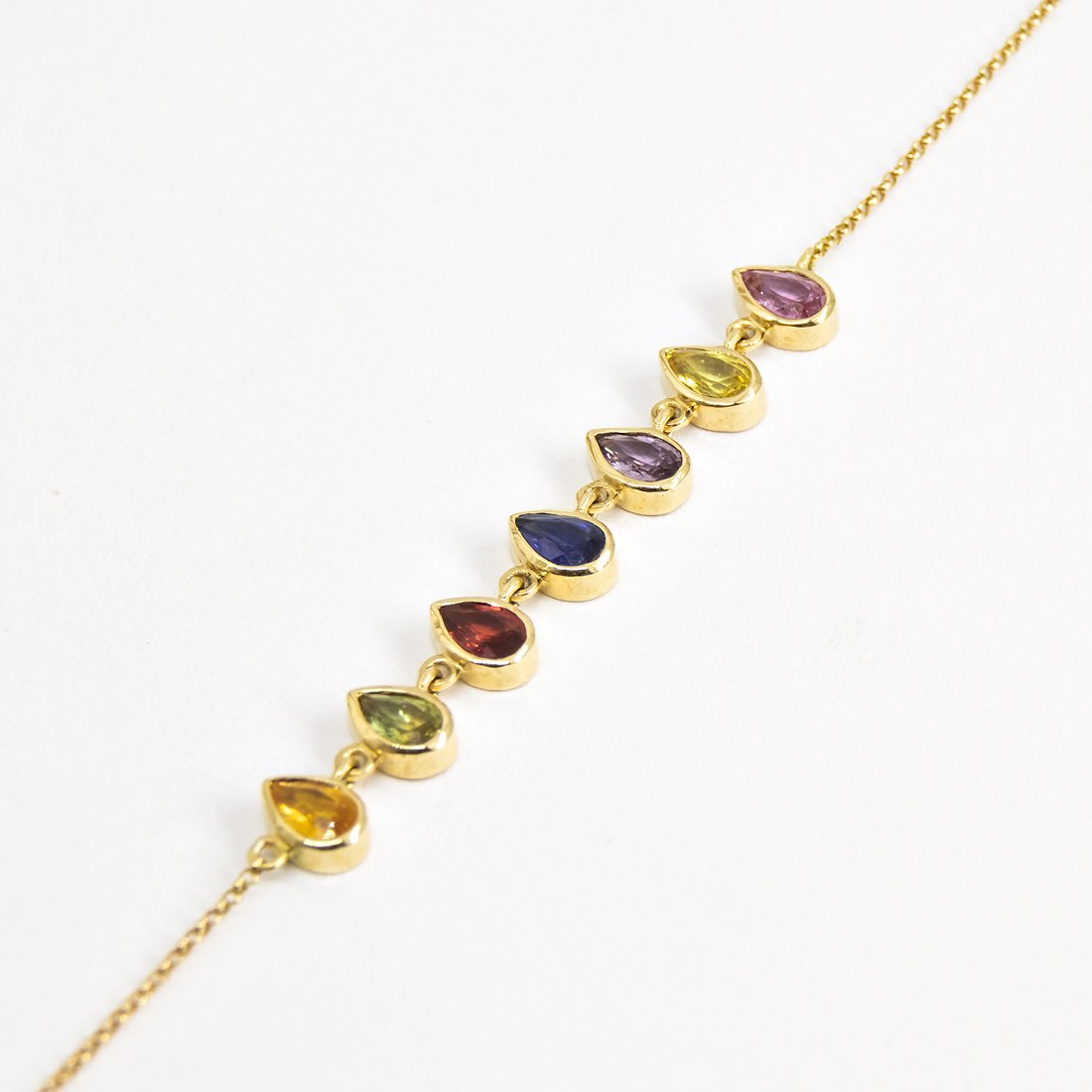 Pulseira Inglesa Safiras Coloridas