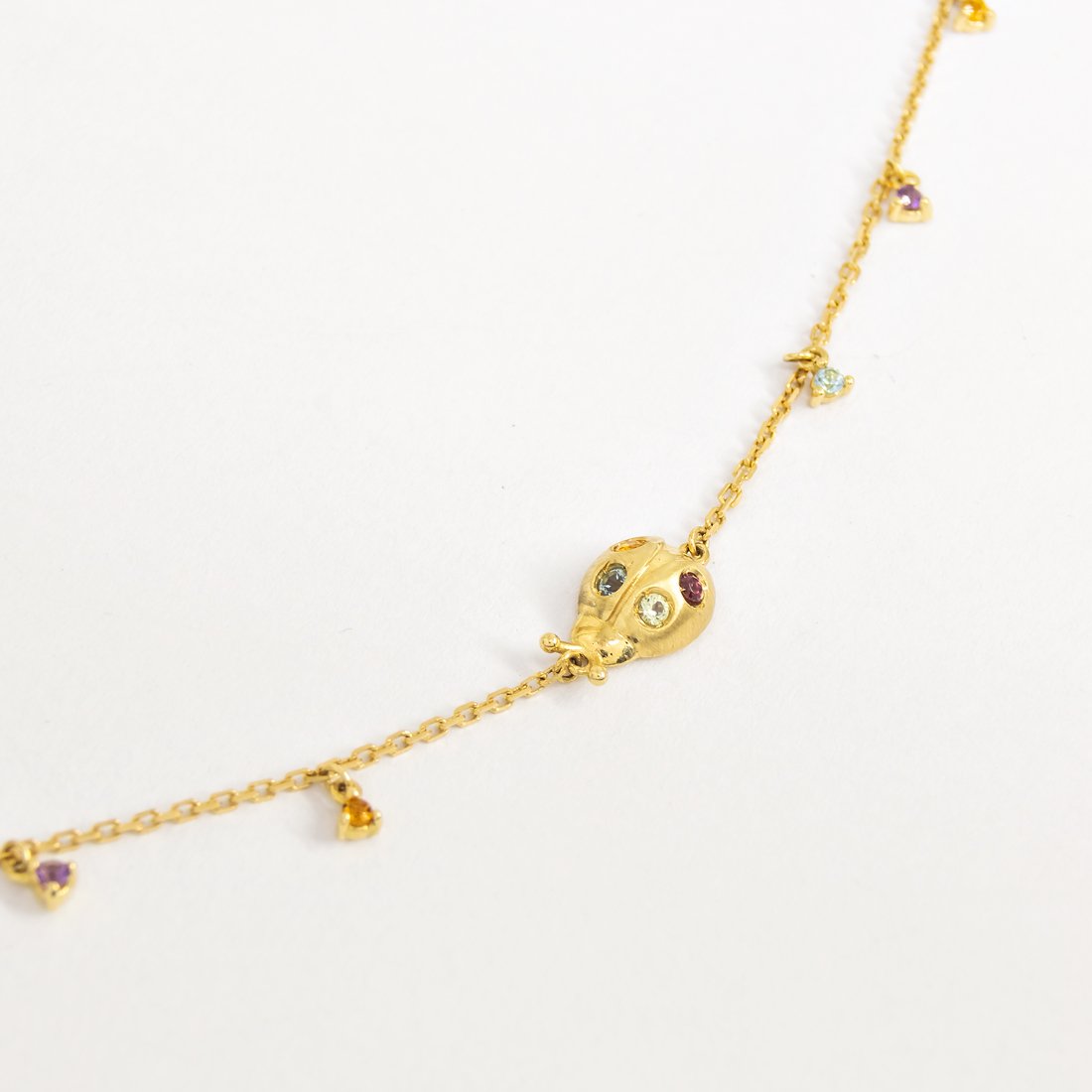 Pulseira Joaninha Turmalinas Coloridas Ouro 18k