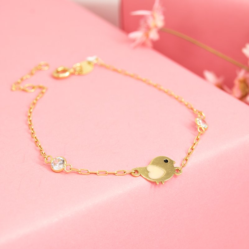 Pulseira Kids Passarinho coração esmaltado