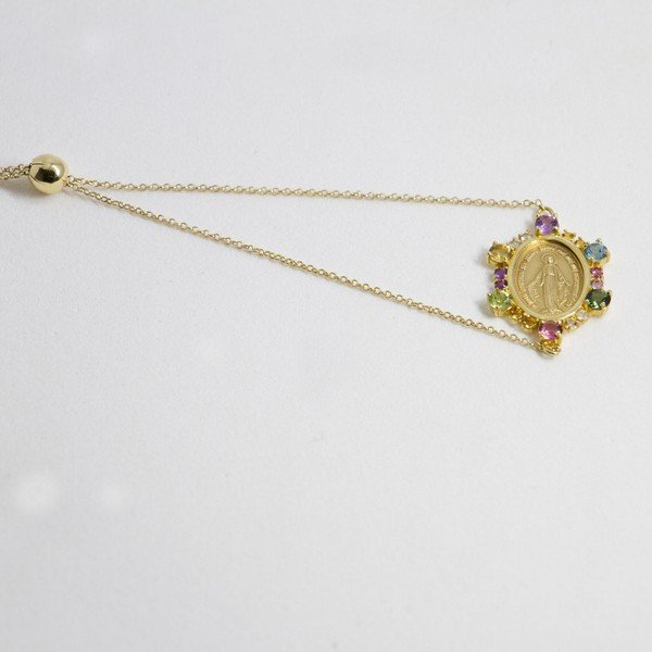 Pulseira Nossa Senhora Pedras Preciosas
