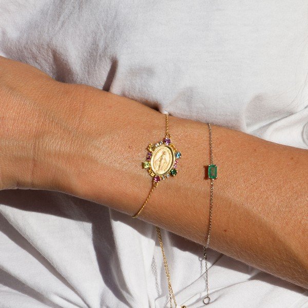 Pulseira Nossa Senhora Pedras Preciosas