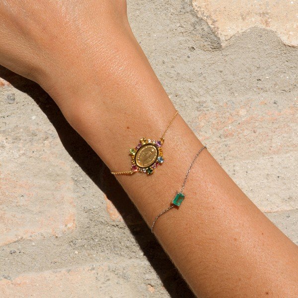Pulseira Nossa Senhora Pedras Preciosas