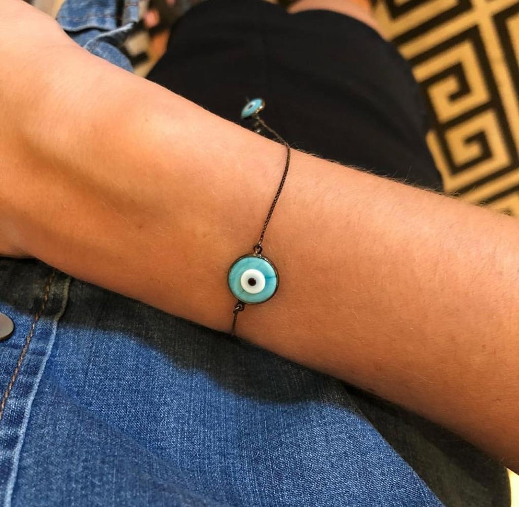 Pulseira Olho Grego Azul Claro