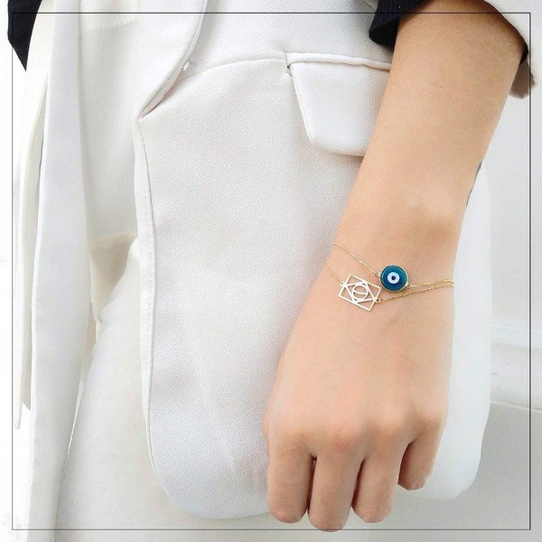 Pulseira Olho Grego Murano Azul Marinho Corrente Veneziana