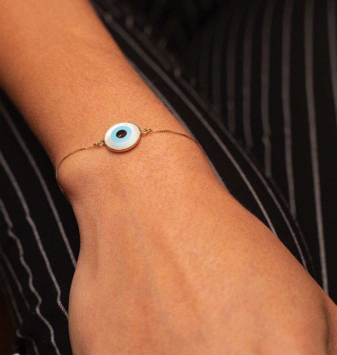 Pulseira Olho Grego Power Madre Perola 