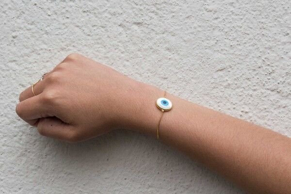 Pulseira Olho Grego Power Madre Perola 