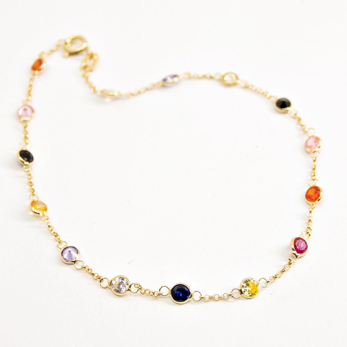 Pulseira Ouro Zircônia Colorida