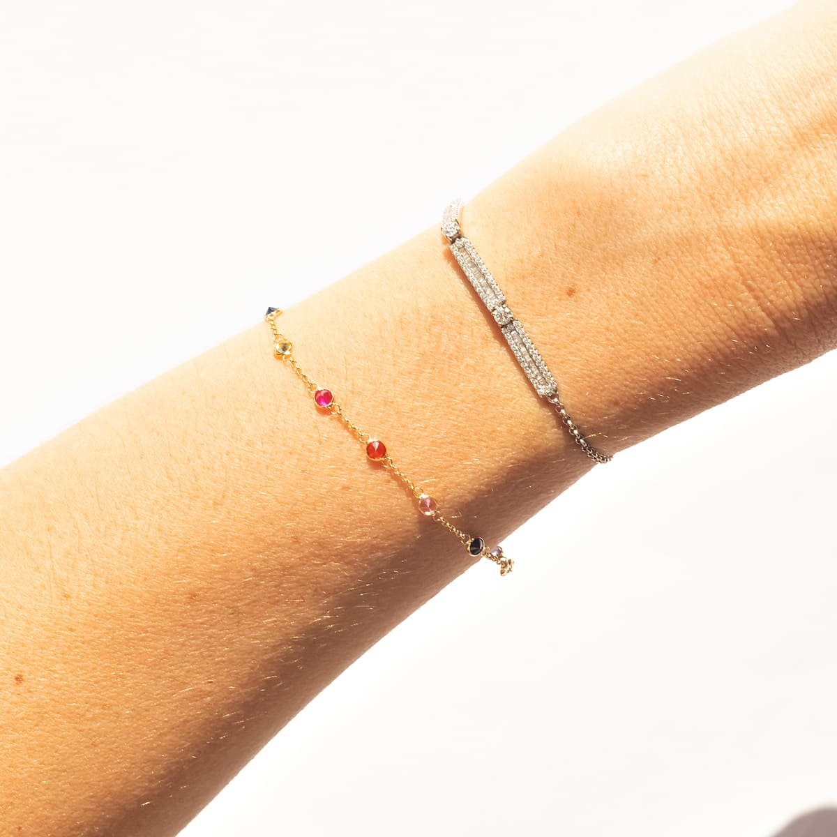 Pulseira Ouro Zircônia Colorida