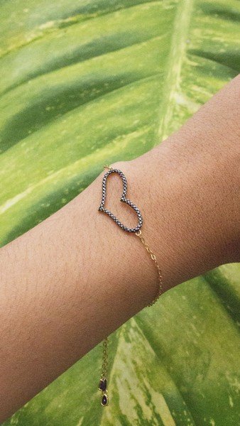 Pulseira Regulável Coração Black 