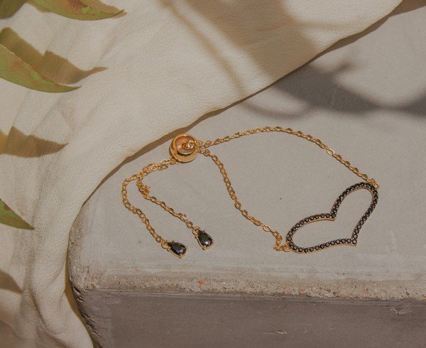 Pulseira Regulável Coração Black 