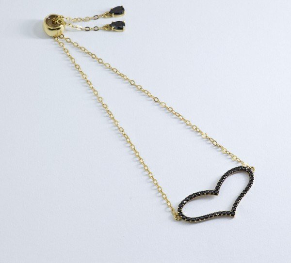 Pulseira Regulável Coração Black 