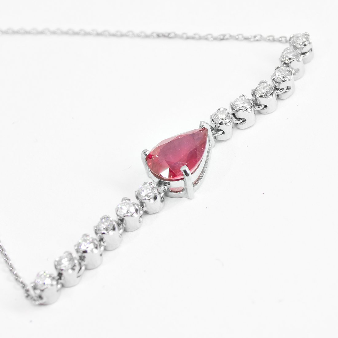 Pulseira Regulável Gota Rubi e Diamantes