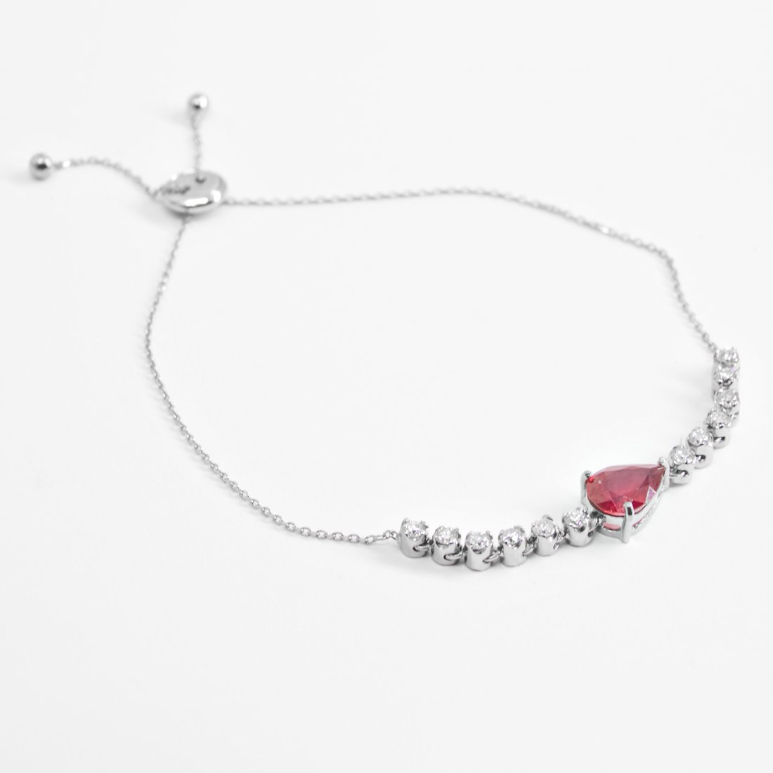 Pulseira Regulável Gota Rubi e Diamantes