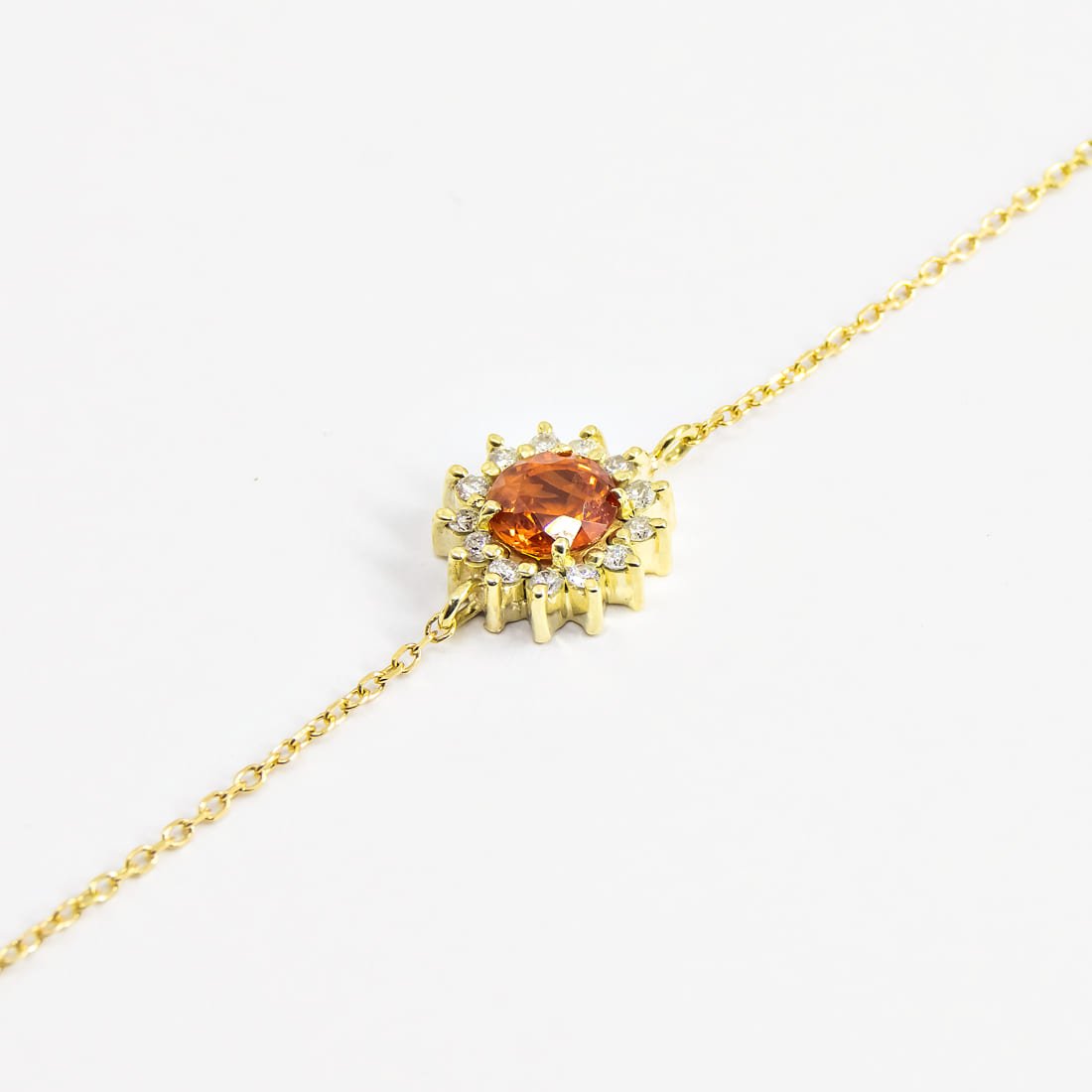 Pulseira Safira Laranja Diamantes