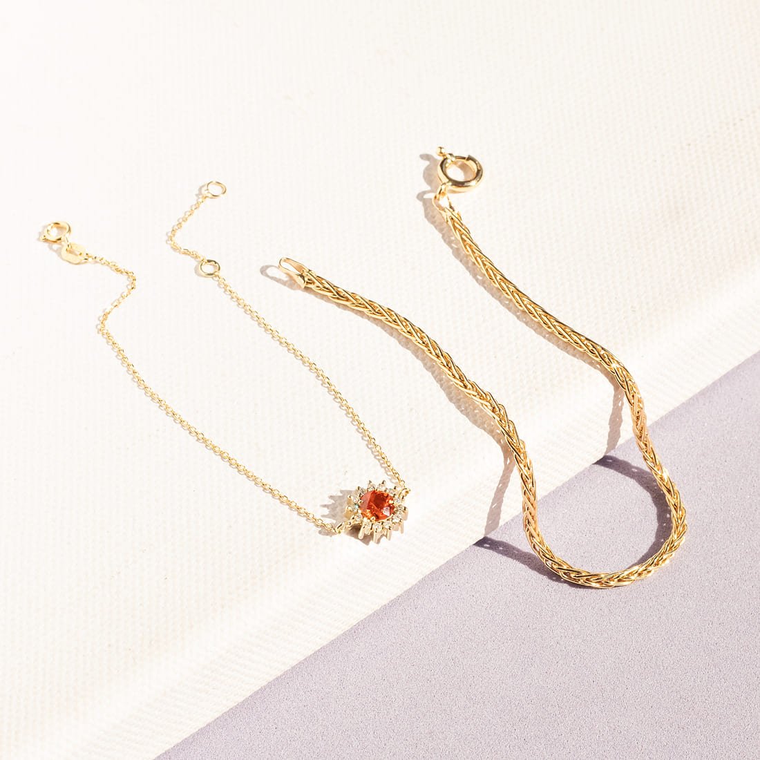 Pulseira Safira Laranja Diamantes