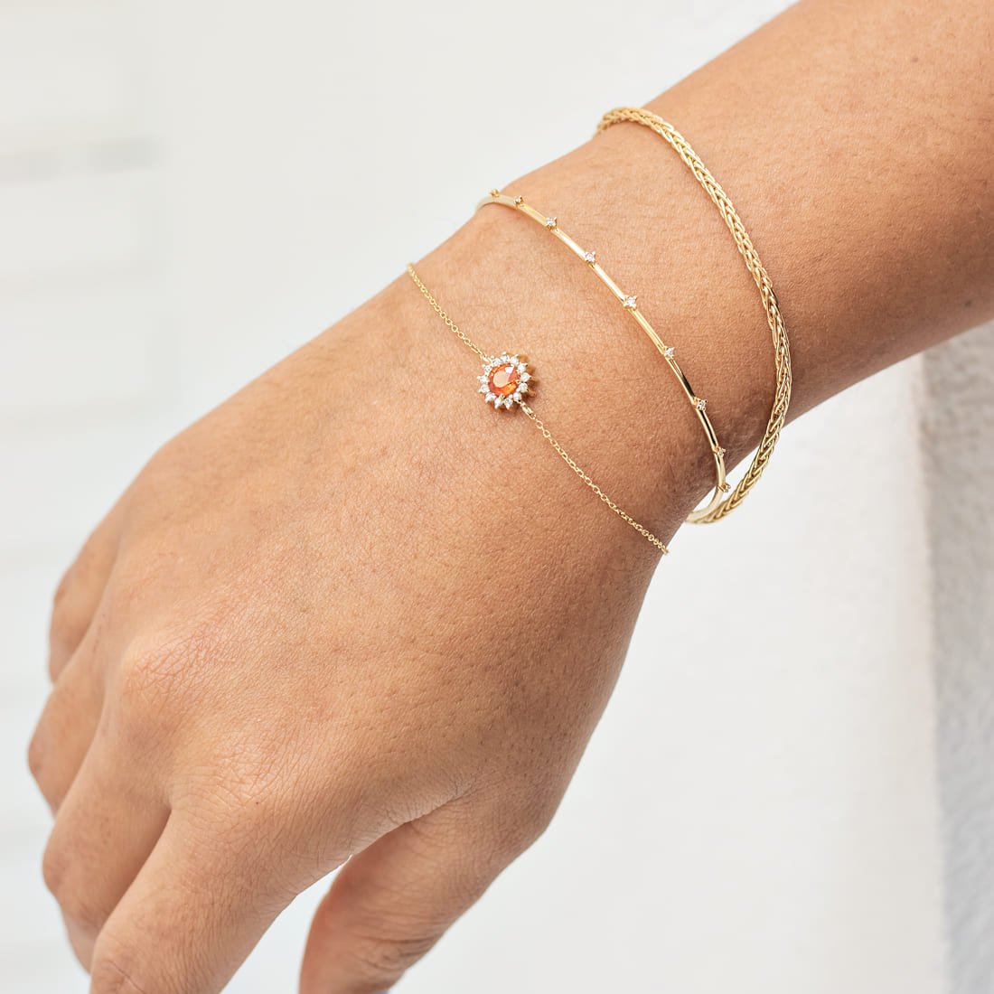 Pulseira Safira Laranja Diamantes