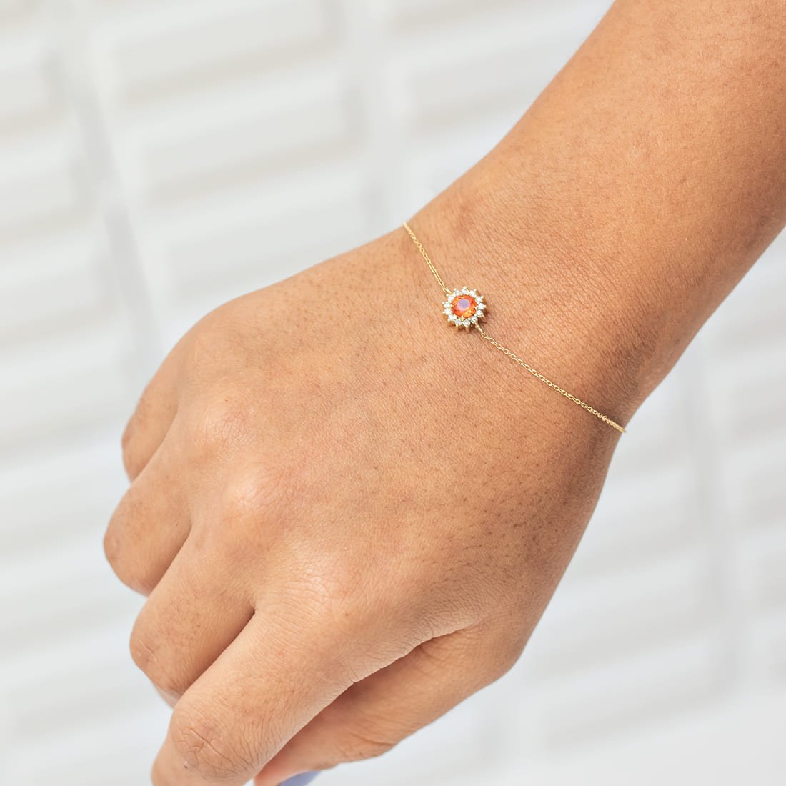 Pulseira Safira Laranja Diamantes
