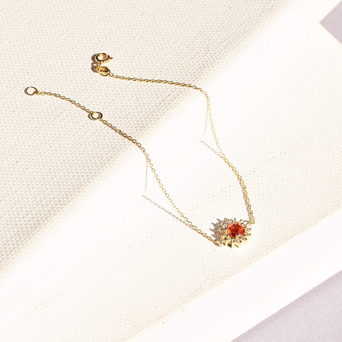 Pulseira Safira Laranja Diamantes