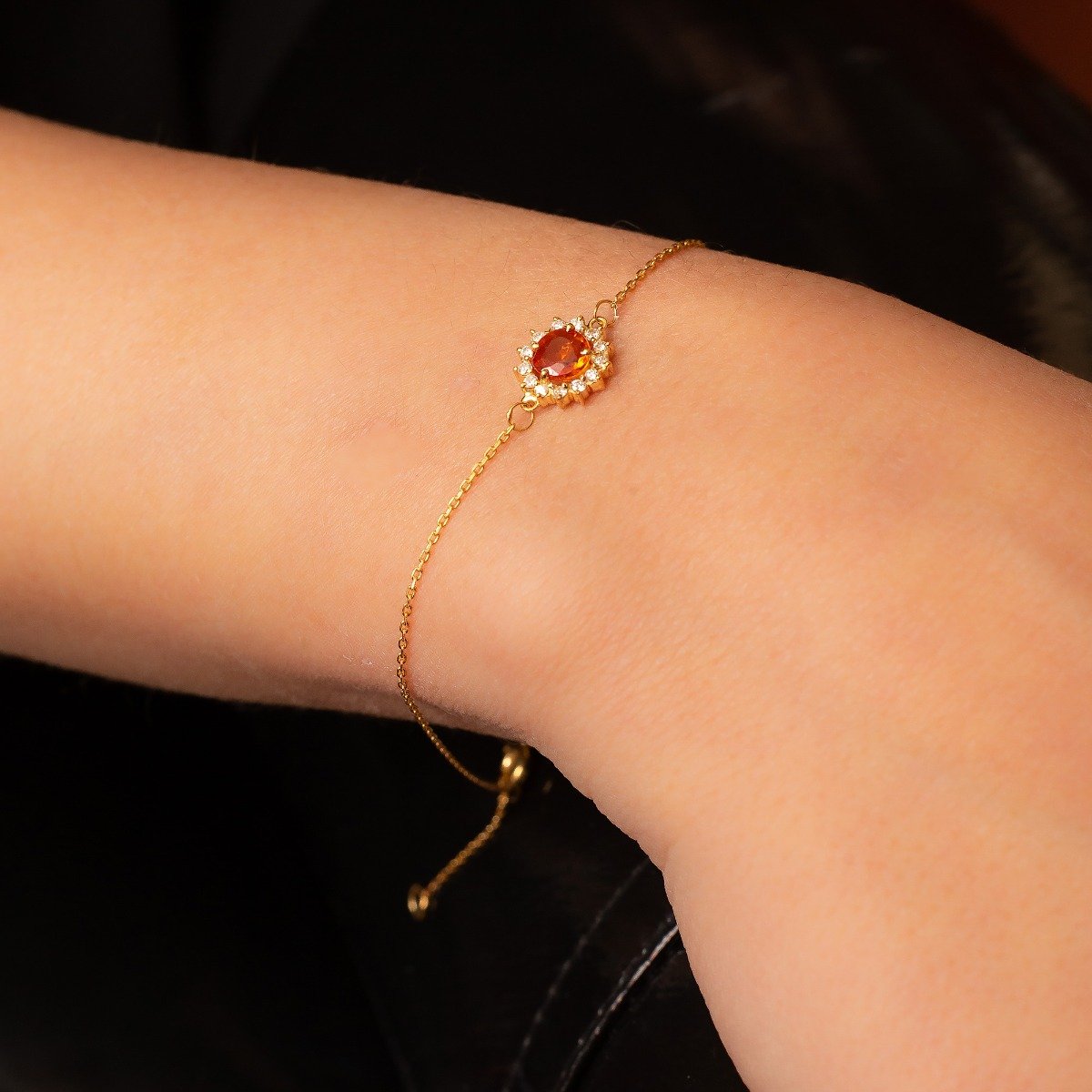 Pulseira Safira Laranja Diamantes