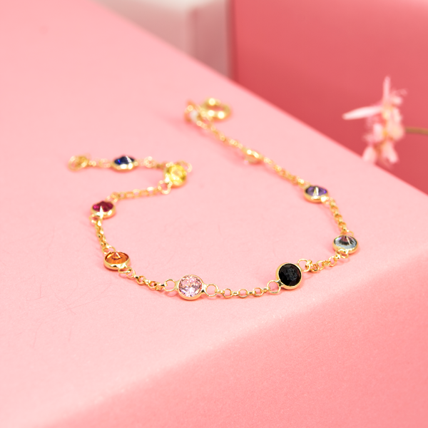 Pulseiras Pastilhas Zircônias Coloridas Infantil