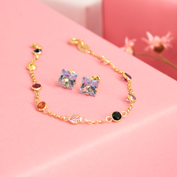 Pulseiras Pastilhas Zircônias Coloridas Infantil