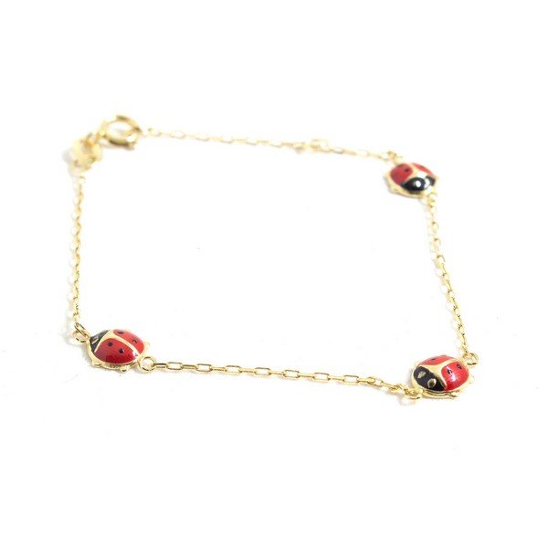 Pulserinha Joaninha Ouro 18 K Esmaltada 